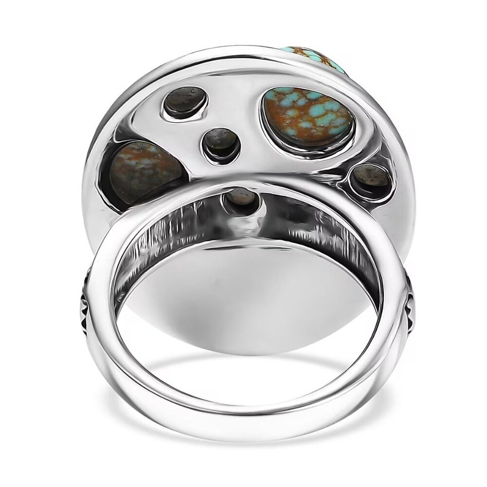 Winter Howl Ring ✦ White Buffalo & Blue Moon Turquoise 3.40ctw ✦ 925 Silver Sz 6 - Picture 3 of 10